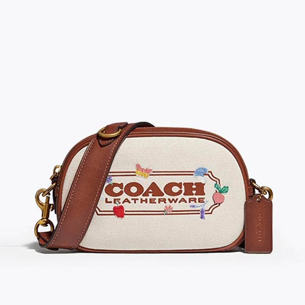 COACH BADGE 帆布刺繡貼飾橢圓相機包