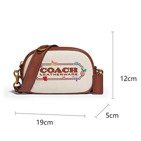 COACH BADGE 帆布刺繡貼飾橢圓相機包